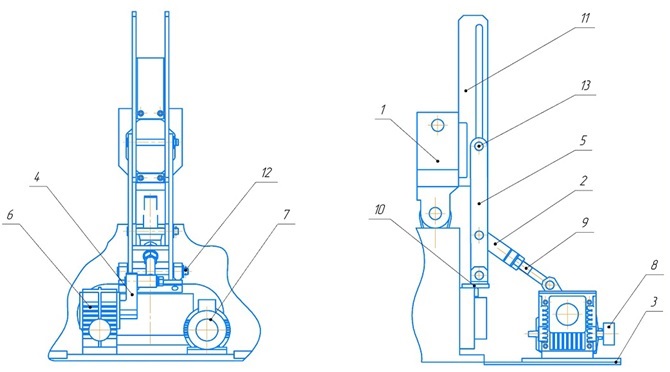 Механизм откидной опоры листогибочной машины ИБ2220