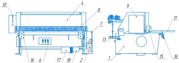 Общий вид частей ножниц гильотинных, кривошипных НК3421