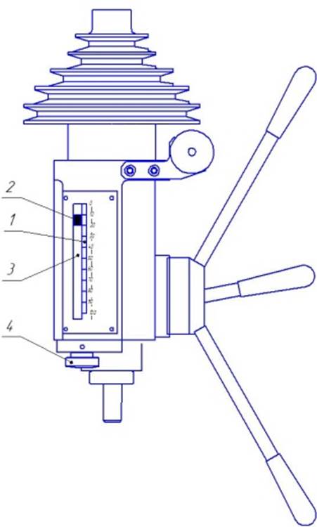 Шкала перемещения шпинделя станка 2М112
