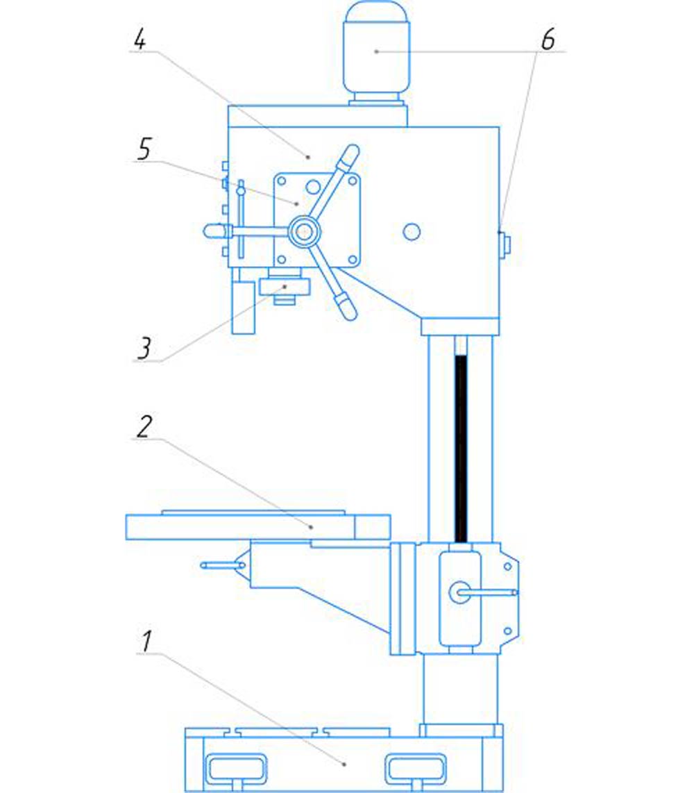 Расположение составных частей станка