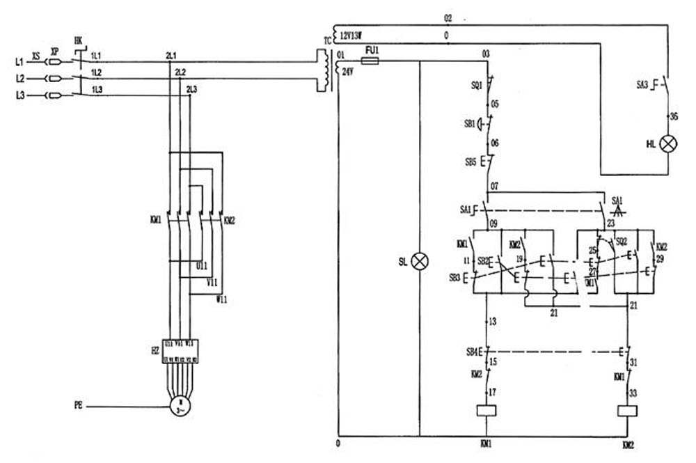 Схема электрическая настольно-сверлильного станка 2М125
