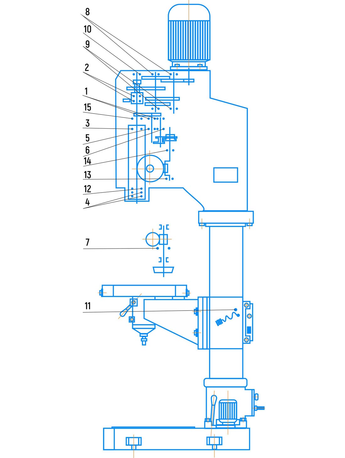 Кинематическая схема вертикально-сверлильного станка 2С132МП