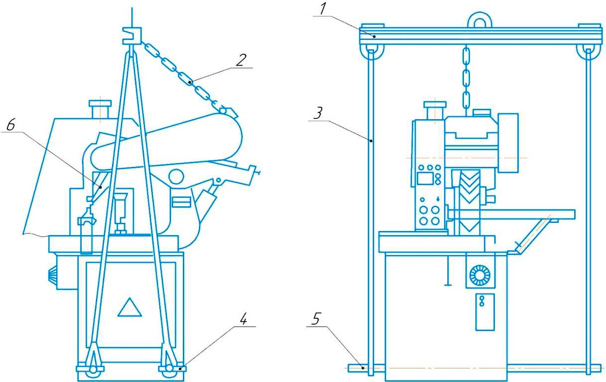 Схема подъема станка абразивно-отрезного станка 8Г240