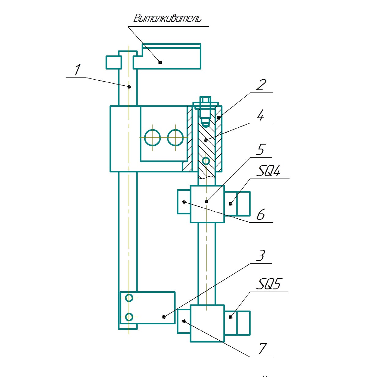 Механизм конечных выключателей выталкивателя гидравлического пресса ДЕ2430, ДГ2430