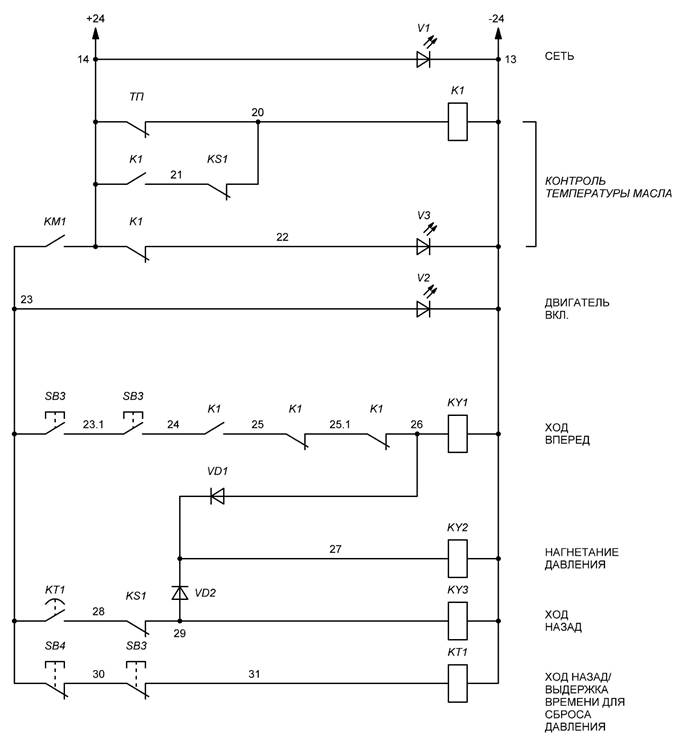 Схема электрическая гидравлического пресса ДЕ7730