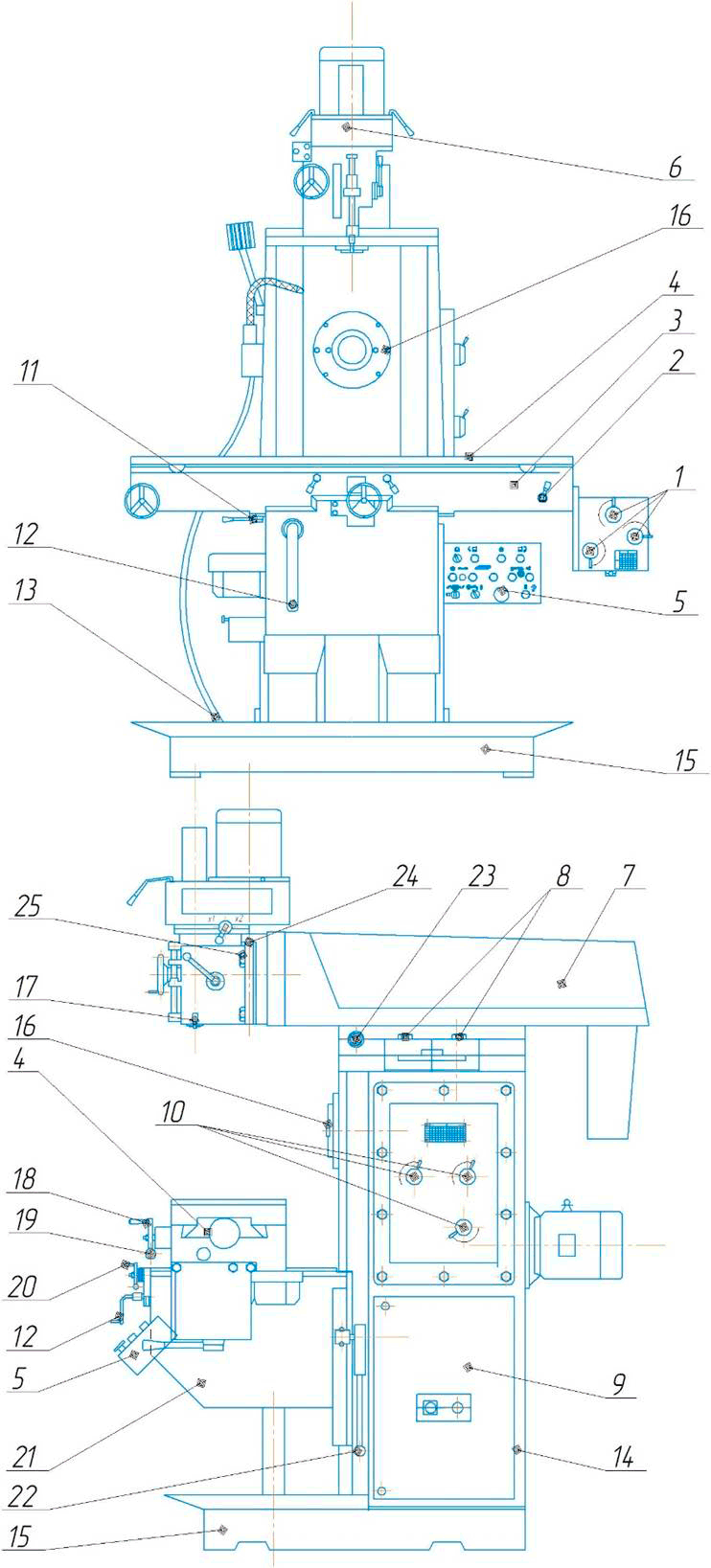 Органы управления фрезерного станка ФУ-1320/360