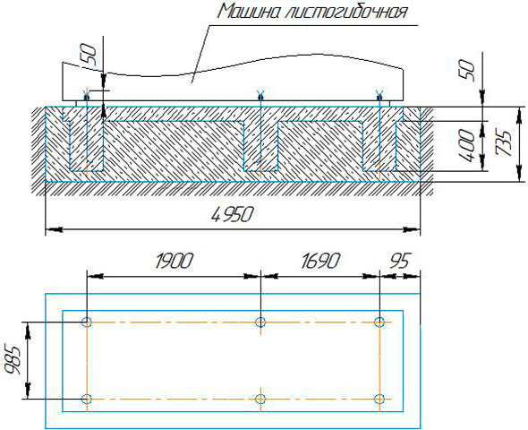 фундамент для четырёхвалкового листогиба SBM-2424.01