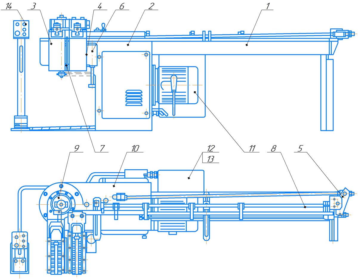 Общий вид с обозначением составных частей машины ИВ3429П