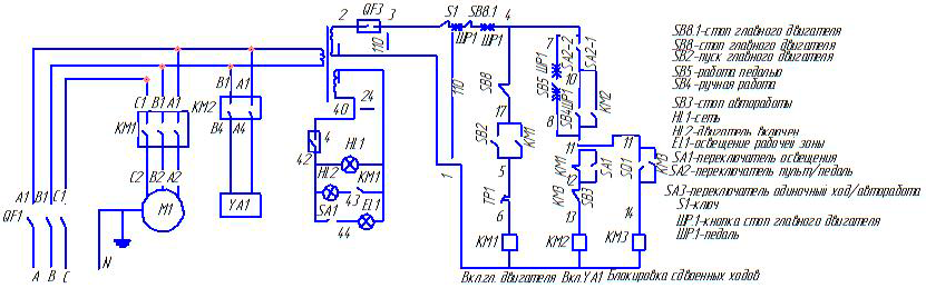 Схема электрическая принципиальная ножницы листовые электромеханических МНГ-3Х1300 