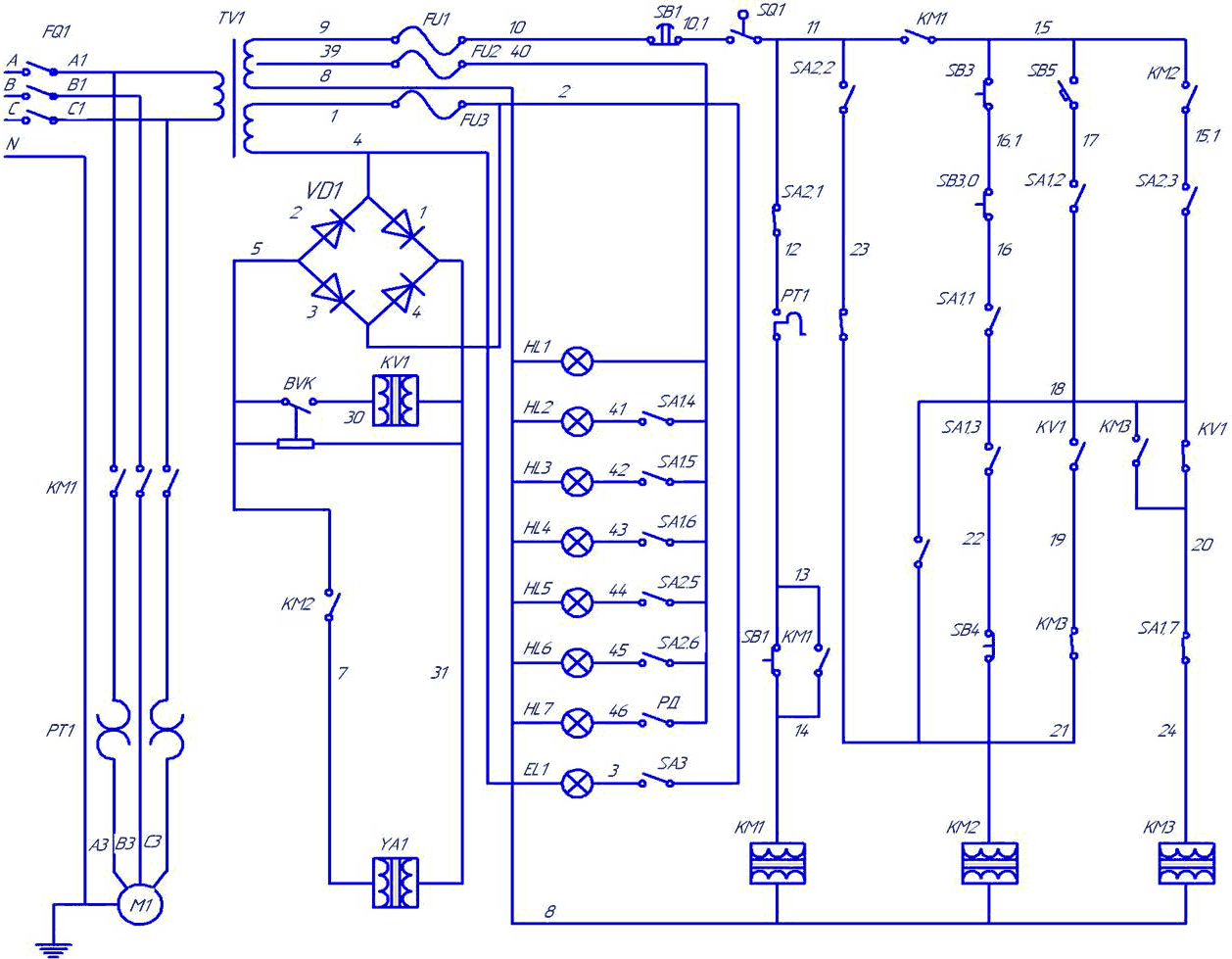 Схема электрическая принципиальная гильотинных ножниц НА3214