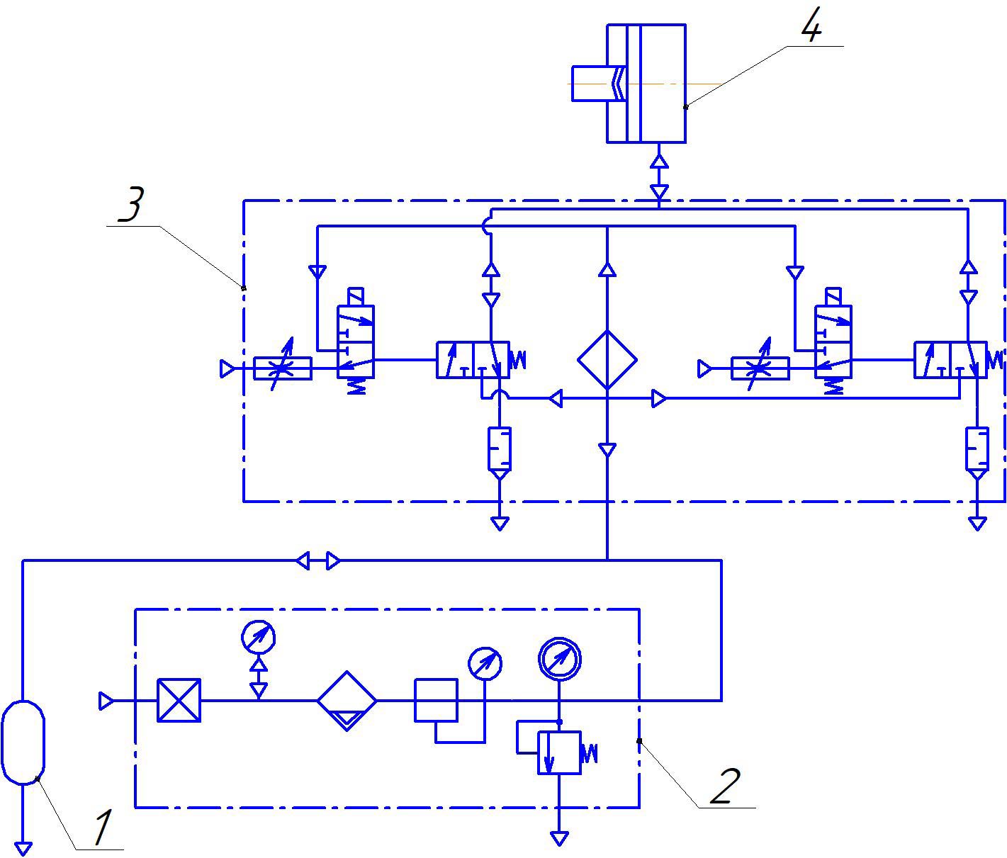 Принципиальная пневматическая схема НД3318