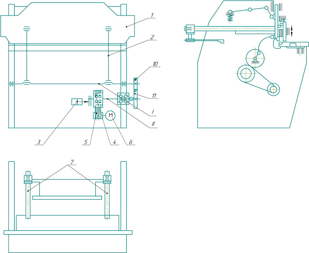 Кинематическая схема гильотинных ножниц НД3314