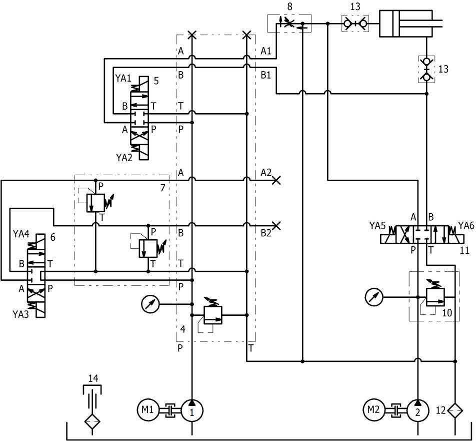 Схема гидравлическая принципиальная представлена насадночного пресса ПК6736