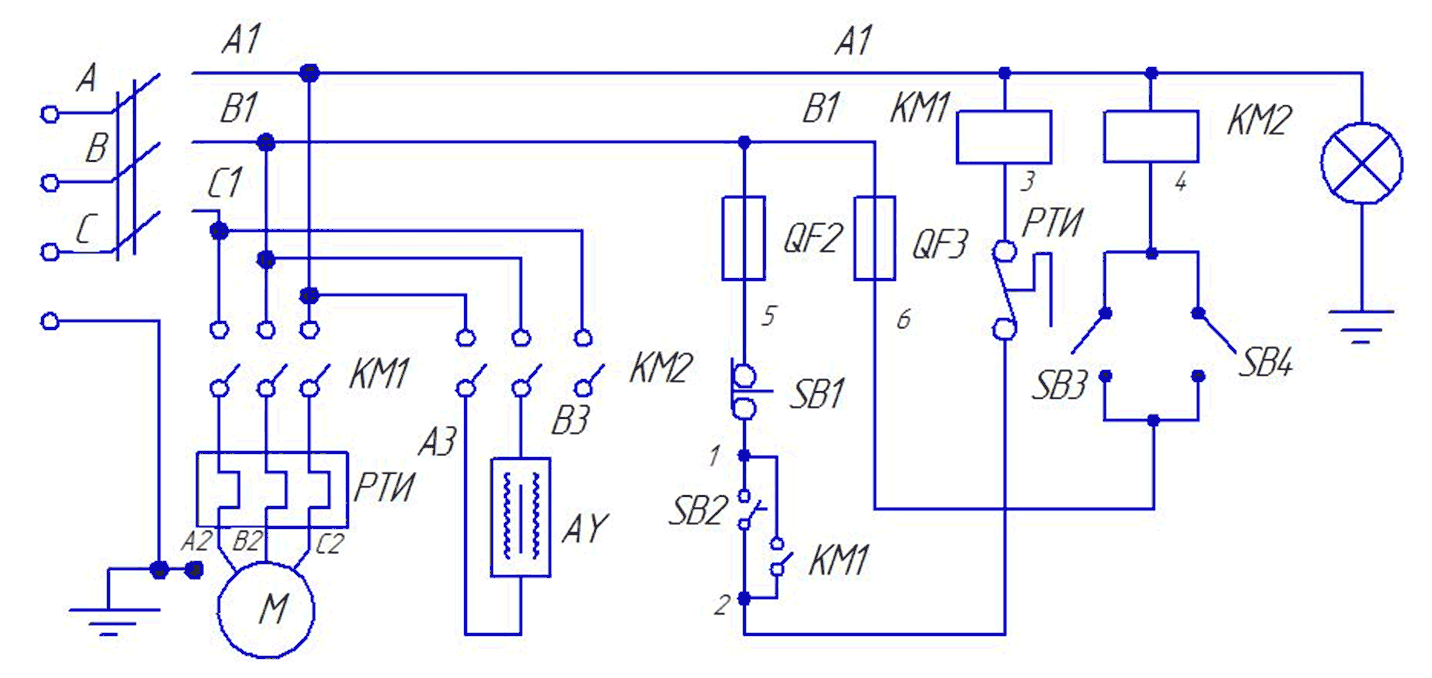 Схема электрическая принципиальная станка для резки арматуры СМЖ 322МП