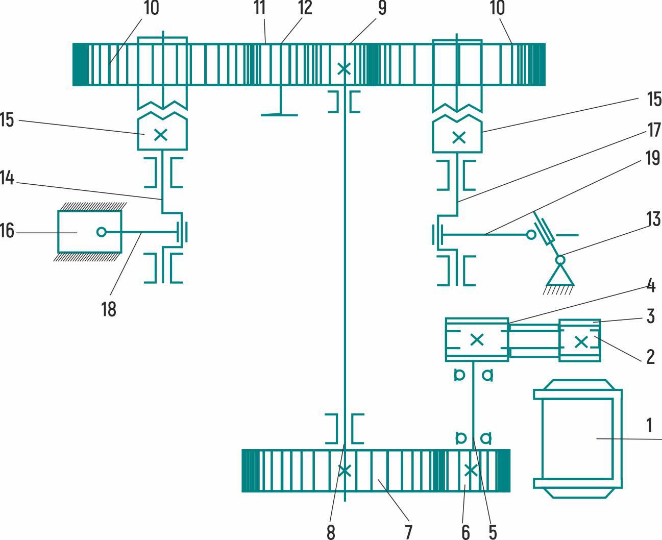 Кинематическая схема пресс-ножниц комбинированных  СМЖ652